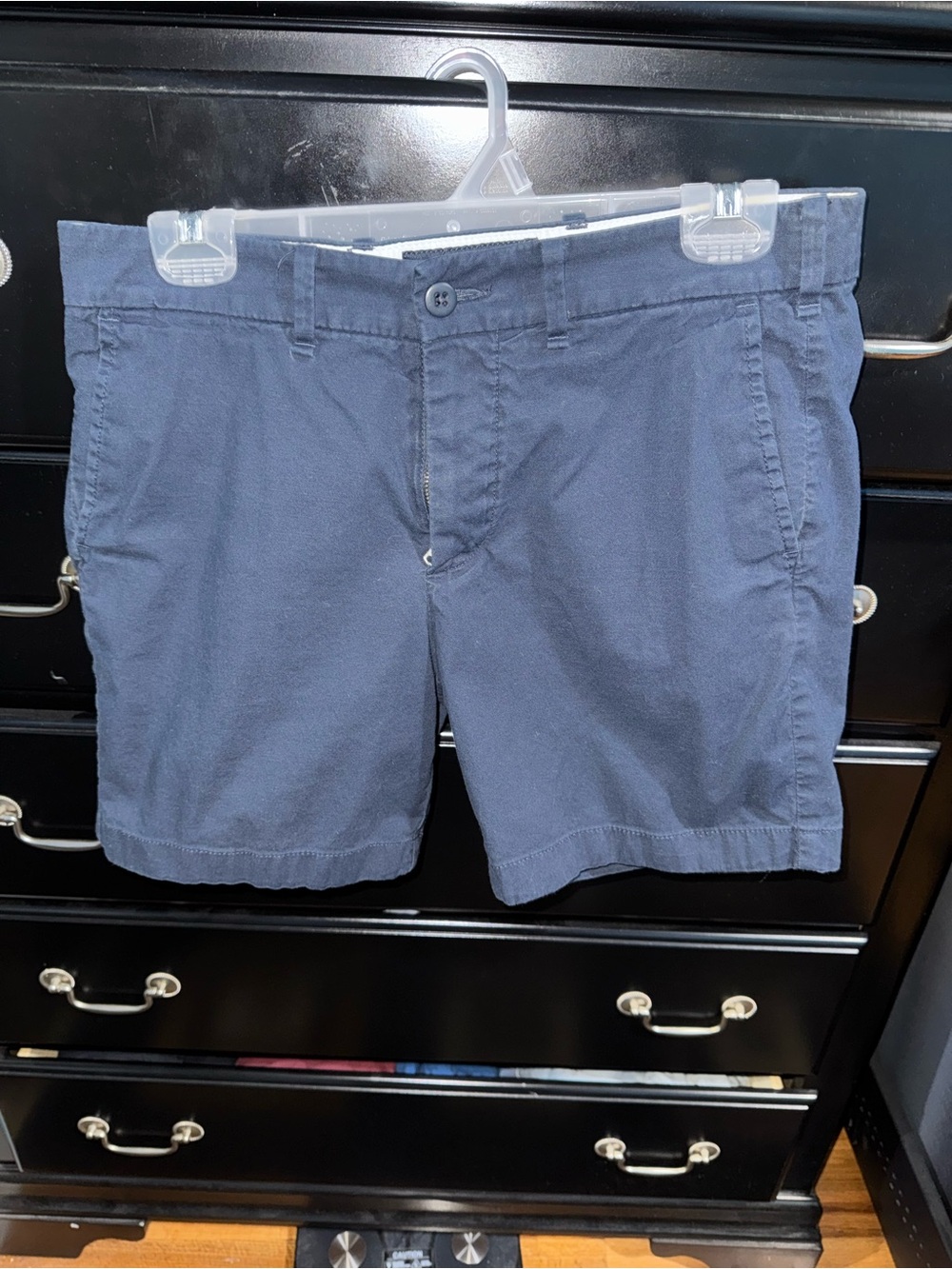 Abercrombie & Fitch Navy Flat-Front Cotton Shorts